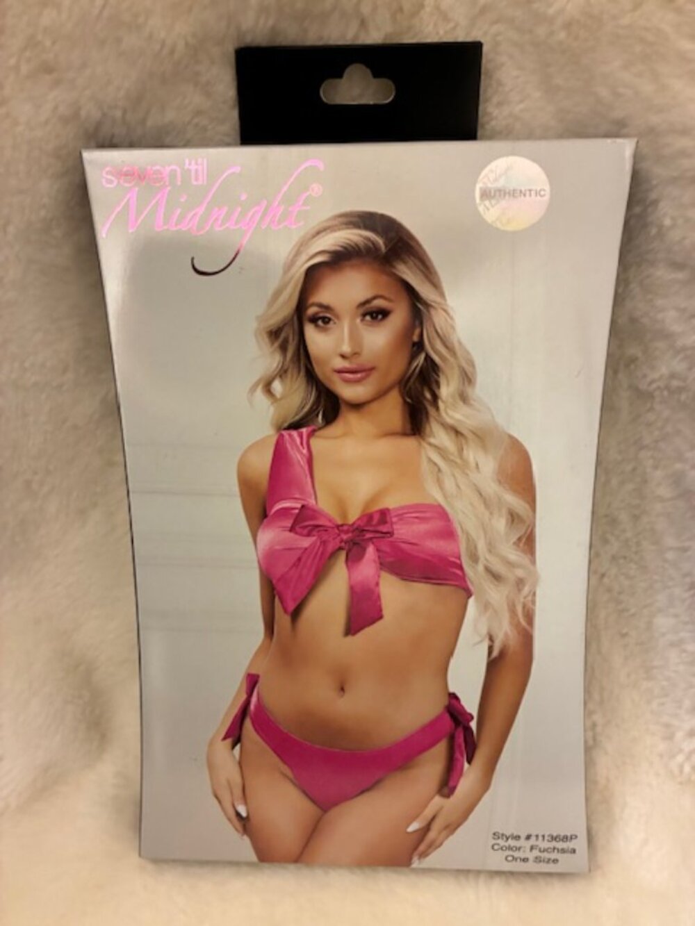 Two Piece Bra Set - Satin Bra With Assymetrical Shoulder Strap, Satin Ribbon Bow